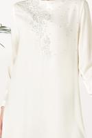 Tesettür giyim KREM İNCİ DETAYLI TUNİK 62781