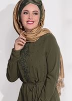 Tesettür giyim HAKİ İNCİ DETAYLI TUNİK 62781