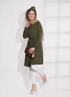 Tesettür giyim HAKİ İNCİ DETAYLI TUNİK 62781