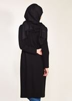 Tesettür giyim SİYAH KAPÜŞONLU FERMUARLI PENYE CEKET 64505