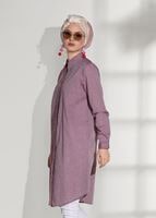 Tesettür giyim BORDO GİZLİ DÜĞMELİ BASİC TUNİK 66615