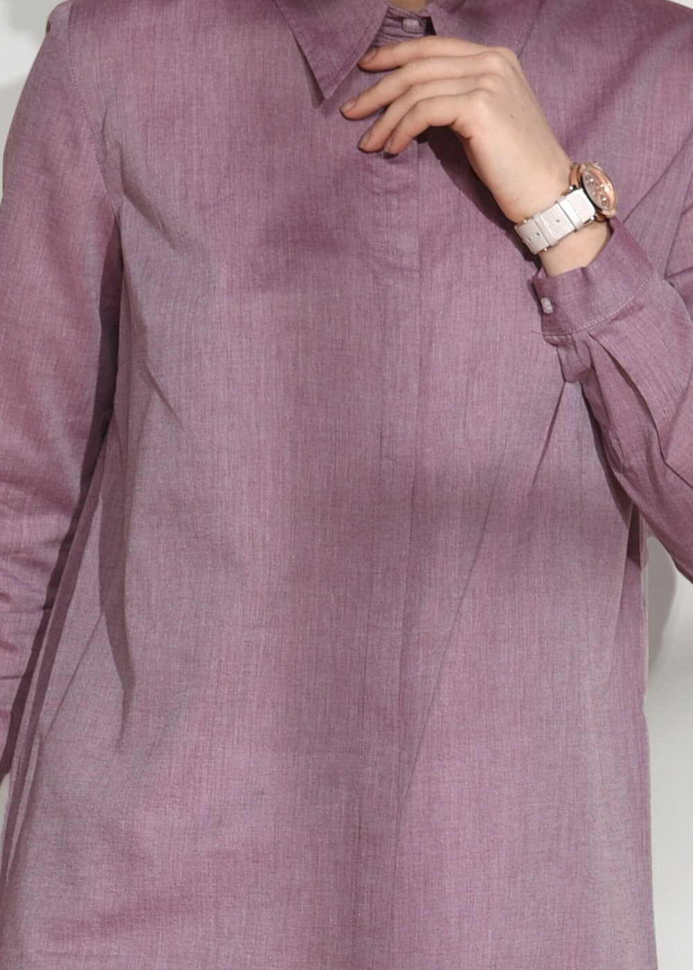 Tesettür giyim BORDO GİZLİ DÜĞMELİ BASİC TUNİK 66615