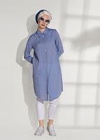 Tesettür giyim LACİVERT GİZLİ DÜĞMELİ BASİC TUNİK 66615