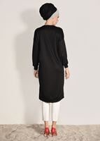 Tesettür giyim SİYAH T 67071 İkoll-Çakmalı Tunik