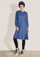Tesettür giyim MAVİ T 67071 İkoll-Çakmalı Tunik
