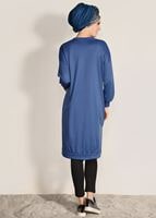 Tesettür giyim MAVİ T 67071 İkoll-Çakmalı Tunik