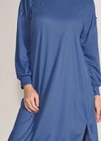 Tesettür giyim MAVİ T 67071 İkoll-Çakmalı Tunik