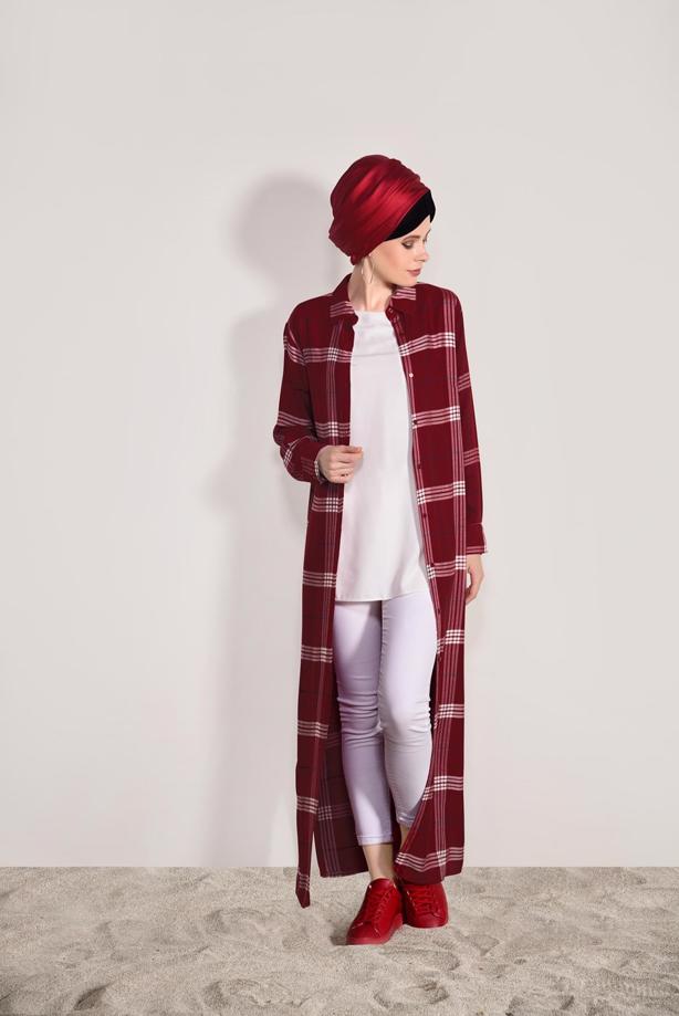 Hijab clothing  CHECKED LONG TUNIC 69012  - TRENDTESETTÜR