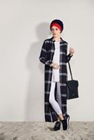 Hijab clothing NAVY BLUE CHECKED LONG TUNIC 69012 