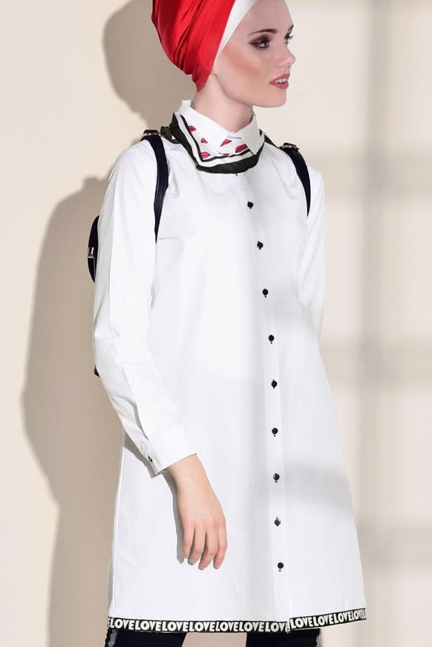 Hijab clothing  WRITTEN STRIP DETAILED TUNIC 72021  - TRENDTESETTÜR