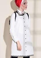 Hijab clothing WHITE WRITTEN STRIP DETAILED TUNIC 72021 