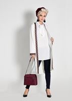 Tesettür giyim EKRU ŞERİT DETAYLI DESENLİ 2&prime;Lİ TUNİK 73471