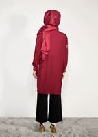 Tesettür giyim KIRMIZI MANŞETLERİ BAĞCIKLI TUNİK 84461 