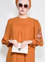 Tesettür giyim TURUNCU MANŞETLERİ BAĞCIKLI TUNİK 84461 