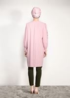 Tesettür giyim PUDRA MANŞETLERİ BAĞCIKLI TUNİK 84461 