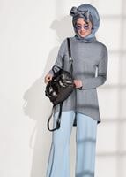 Tesettür giyim GRİ BASKI DETAYLI PENYE TUNİK 87415 