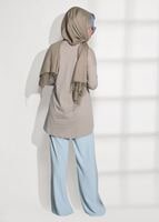 Tesettür giyim KAHVE BASKI DETAYLI PENYE TUNİK 87415 