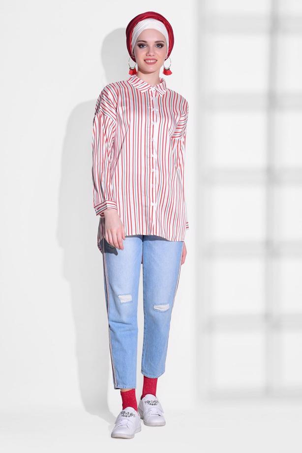 Hijab clothing  STRIPE PATTERN SALAS TUNIC 92031  - TRENDTESETTÜR