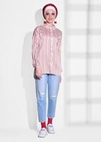 Hijab clothing WHITE STRIPE PATTERN SALAS TUNIC 92031 