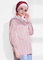 Hijab clothing WHITE STRIPE PATTERN SALAS TUNIC 92031 