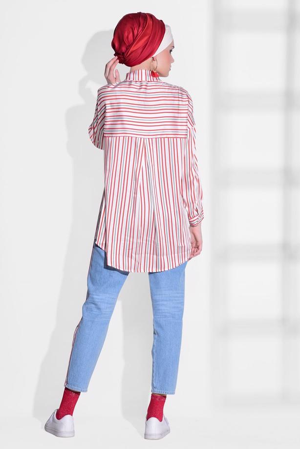 Hijab clothing  STRIPE PATTERN SALAS TUNIC 92031  - TRENDTESETTÜR