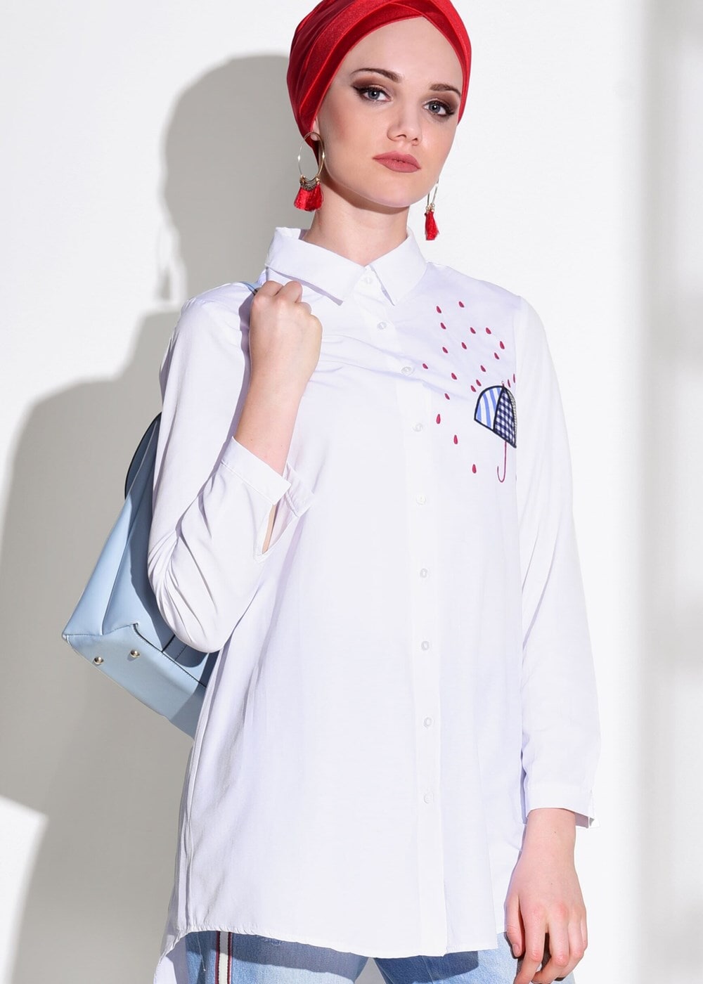 Hijab clothing WHITE CREST DETAILED TUNIC 93021 