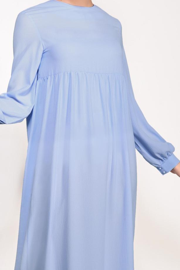 Tesettür giyim  T 95171 İkoll- Nakış Detaylı Uzun Tunik - TRENDTESETTÜR