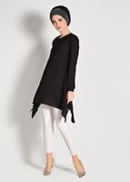 Tesettür giyim SİYAH ASİMETRİK KESİM TUNİK 95671