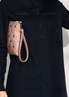 Tesettür giyim LACİVERT DÜĞMELİ DERİ BİYELİ TUNİK 98315 