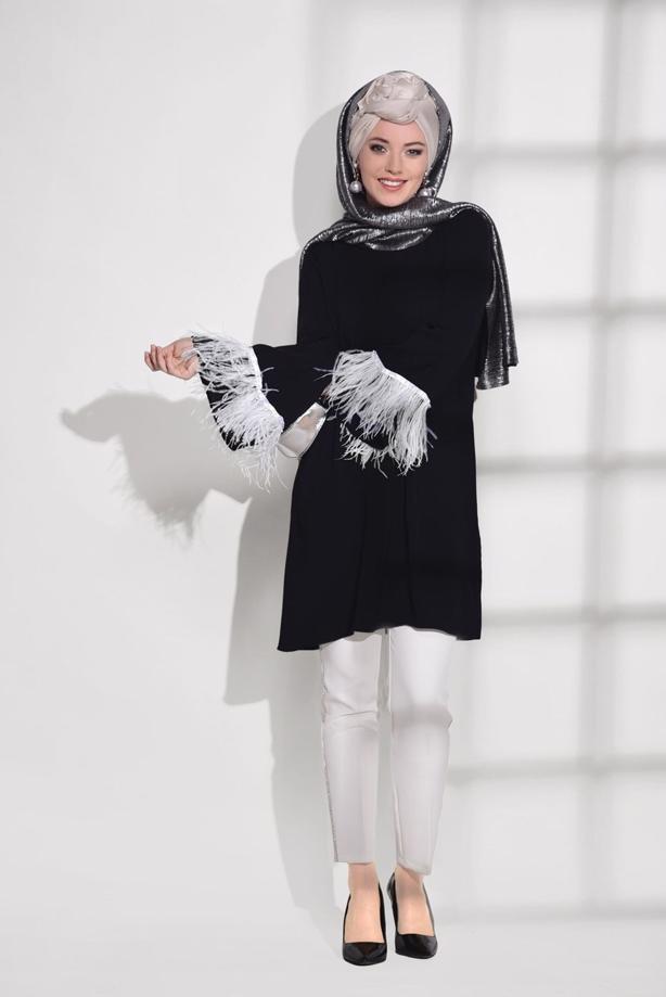 Vêtements hijab  LACE DETAILED TUNIC 99131    - TRENDTESETTÜR