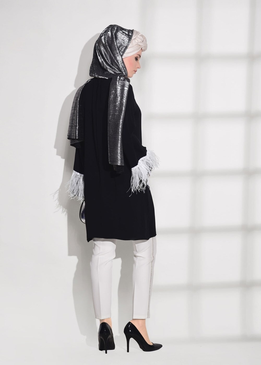 Vêtements hijab NOIR TUNIQUE DÉTAILLÉE DENTELLE 99131