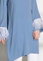 Vêtements hijab BLEU TUNIQUE DÉTAILLÉE DENTELLE 99131