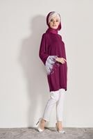Vêtements hijab POURPRE TUNIQUE DÉTAILLÉE DENTELLE 99131