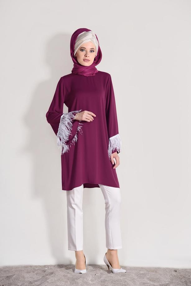 Vêtements hijab  LACE DETAILED TUNIC 99131    - TRENDTESETTÜR