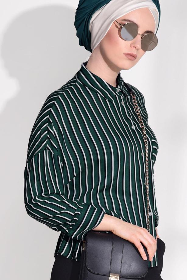 Vêtements hijab  Striped Blouse T 0015  - TRENDTESETTÜR
