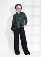 Hijab clothing GREEN Striped Blouse T 0015 