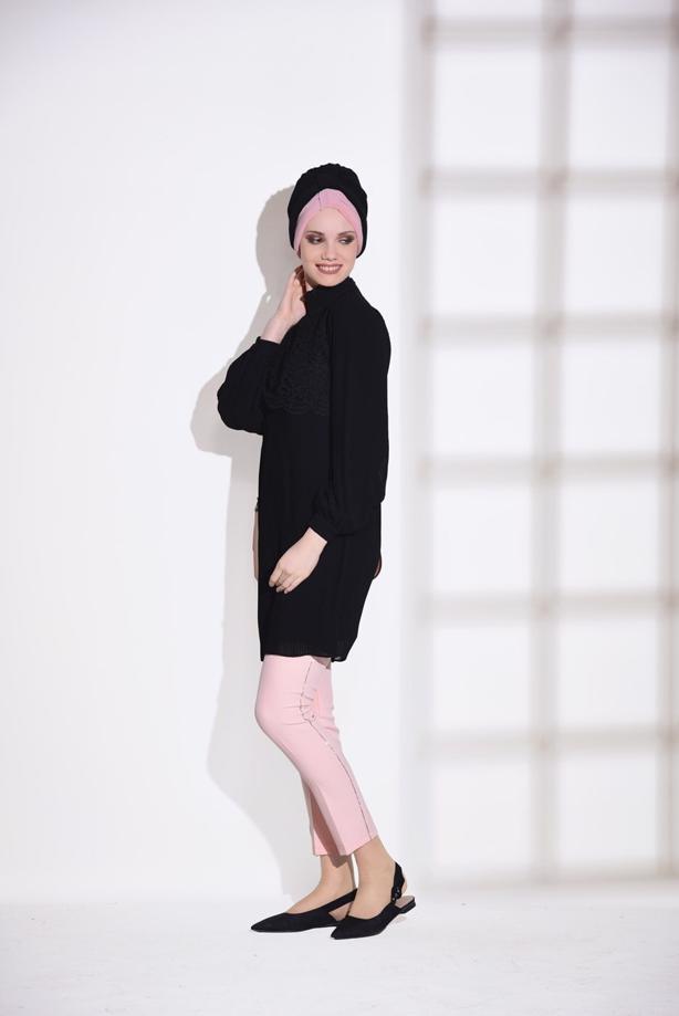 Tesettür giyim  T 0054 Loreen- Pilise Detaylı Tunik - TRENDTESETTÜR