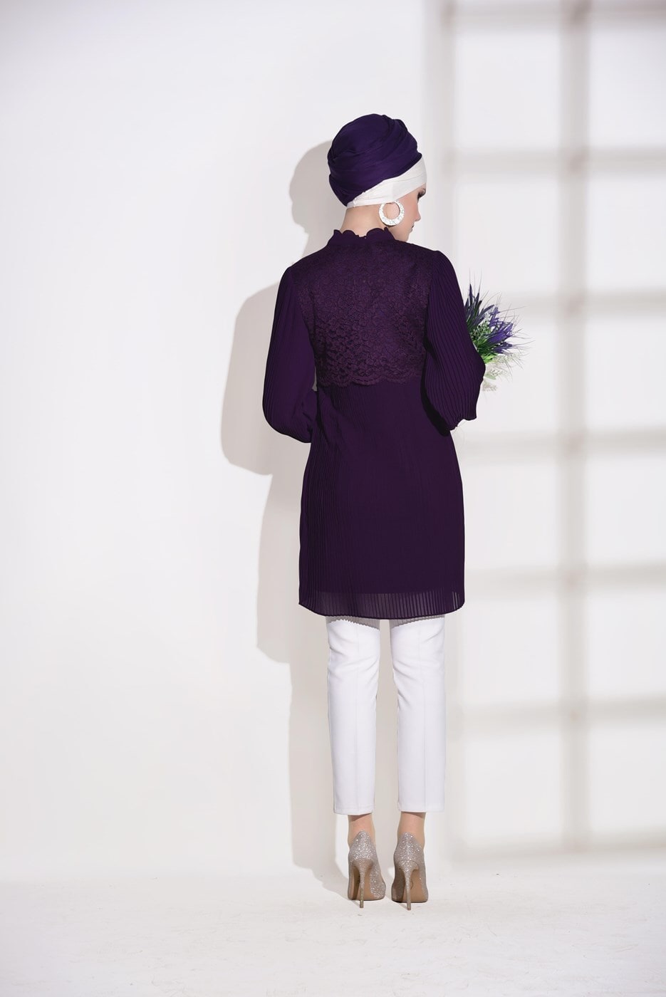 Tesettür giyim MOR T 0054 Loreen- Pilise Detaylı Tunik