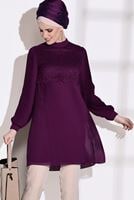 Tesettür giyim MÜRDÜM T 0054 Loreen- Pilise Detaylı Tunik