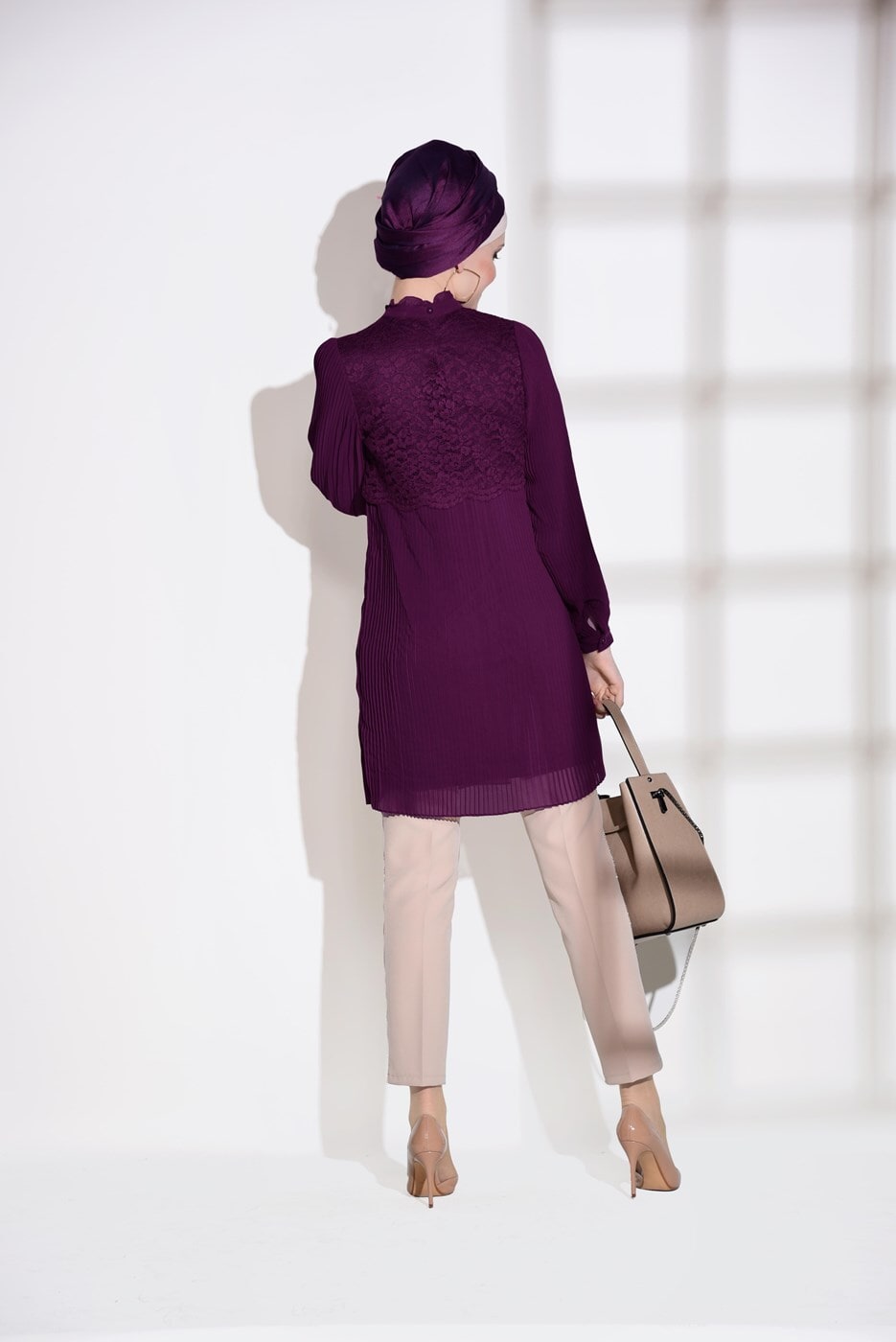 Tesettür giyim MÜRDÜM T 0054 Loreen- Pilise Detaylı Tunik