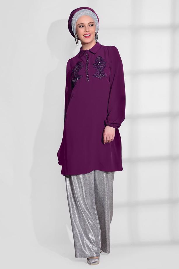 Vêtements hijab  BEAD EMBROIDERED TUNIC 0113  - TRENDTESETTÜR