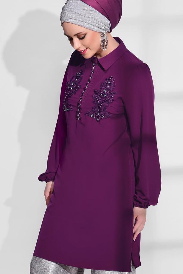 Vêtements hijab  BEAD EMBROIDERED TUNIC 0113  - TRENDTESETTÜR