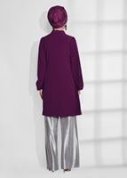 Vêtements hijab POURPRE TUNIQUE BRODÉE DE PERLES 0113