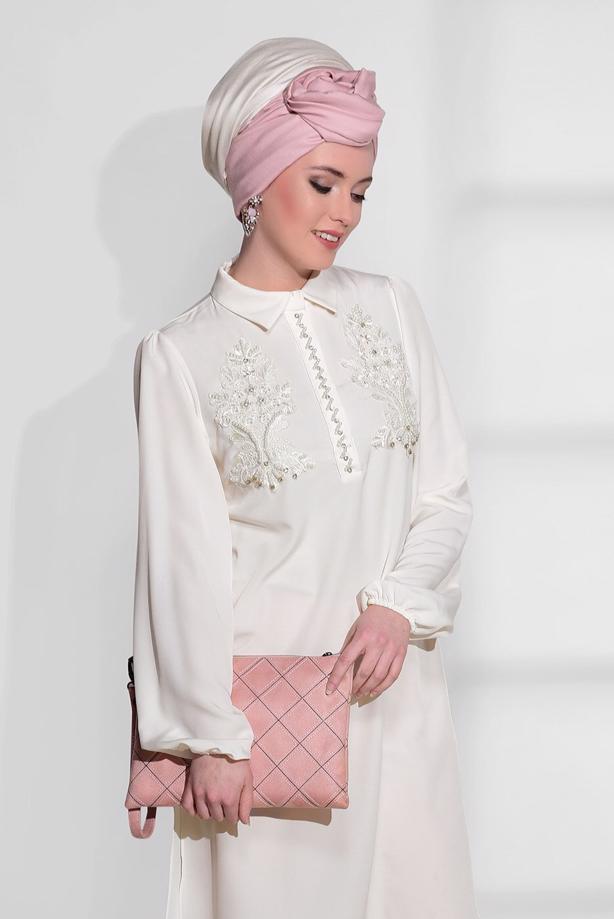 Vêtements hijab  BEAD EMBROIDERED TUNIC 0113  - TRENDTESETTÜR