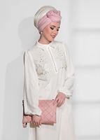 Vêtements hijab ÉCRU TUNIQUE BRODÉE DE PERLES 0113