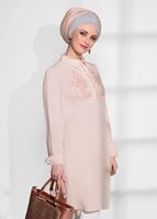 Vêtements hijab POUDRE TUNIQUE BRODÉE DE PERLES 0113