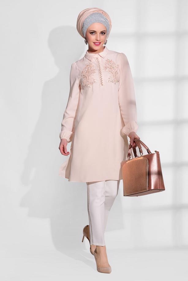 Vêtements hijab  BEAD EMBROIDERED TUNIC 0113  - TRENDTESETTÜR