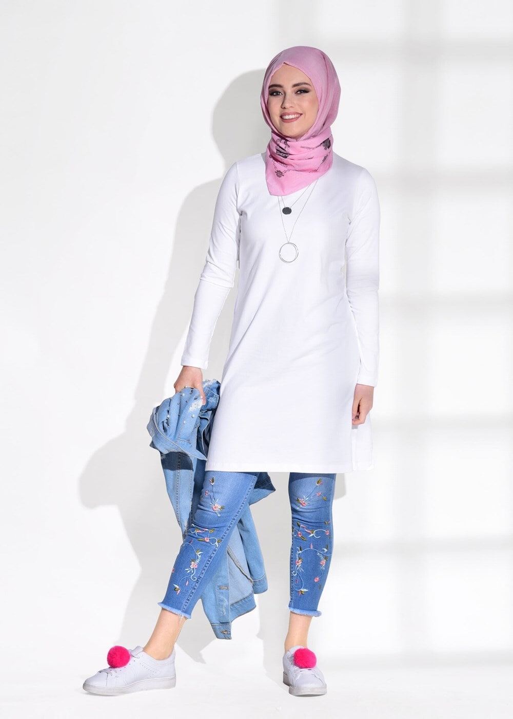Hijab clothing WHITE COMBED COTTON TUNIC 121 