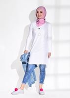 Hijab clothing WHITE COMBED COTTON TUNIC 121 