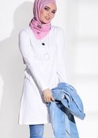 Hijab clothing WHITE COMBED COTTON TUNIC 121 